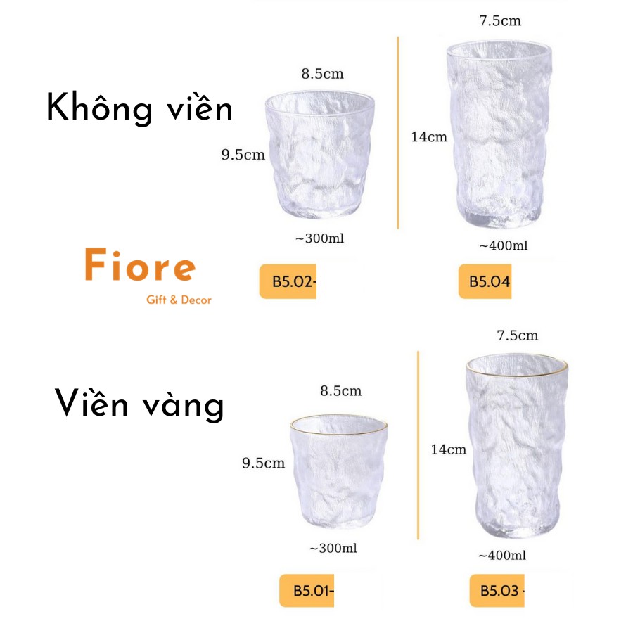 Ly thủy tinh, cốc thủy tinh pha lê mờ - 2 dáng cốc cao và thấp - dùng uống rượu và nước hoa quả