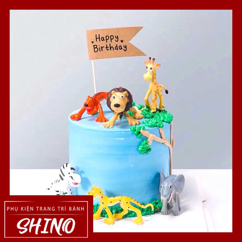 Set đồ chơi động vật hoang dã trang trí bánh