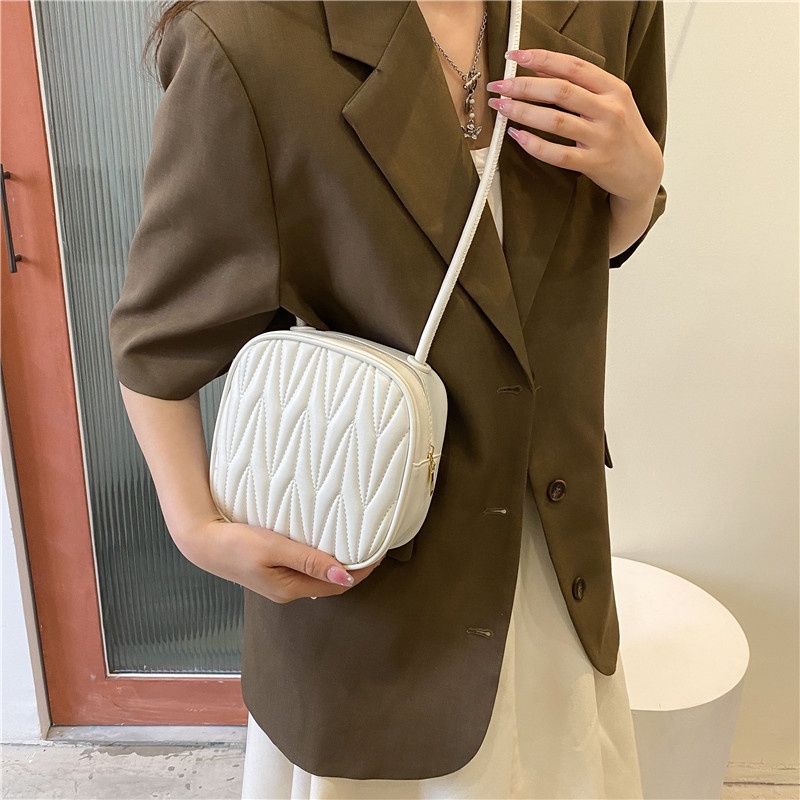 IELGY Túi Đeo Chéo Hình Vuông Nhỏ Có Khóa Kéo Đơn Giản Dành Cho Nữ