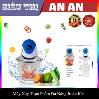 Máy xay thực phẩm 1.5L Iruka I09 cối thủy tinh 4 lưỡi dao công suất 400w bảo hành 12 tháng