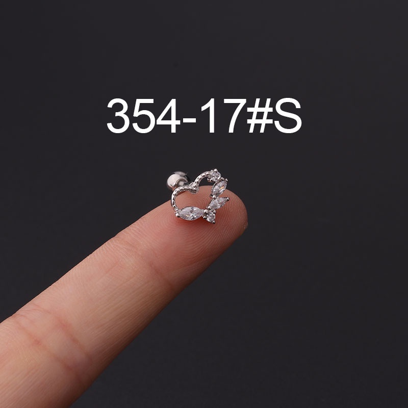 Khuyên Tai Đinh Tán Bằng Thép Không Gỉ Đính Đá Zircon 16g
