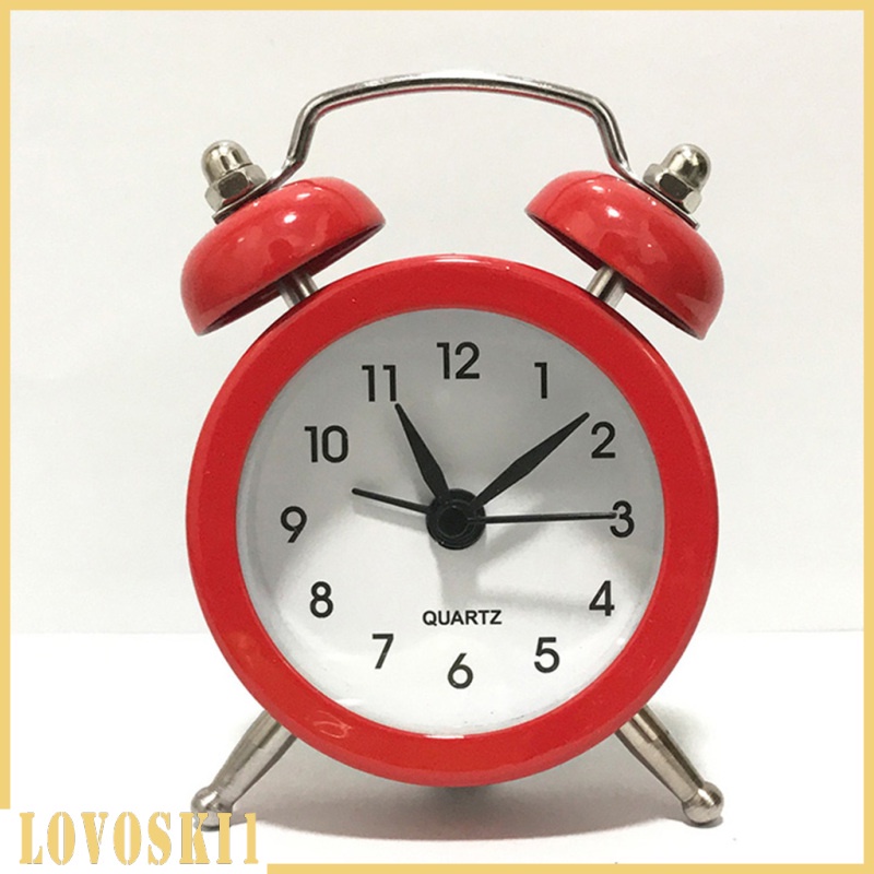 [LOVOSKI1]Battery Powered Quartz Alarm Clock, Loud Twin Bell, Bedside Clocks White