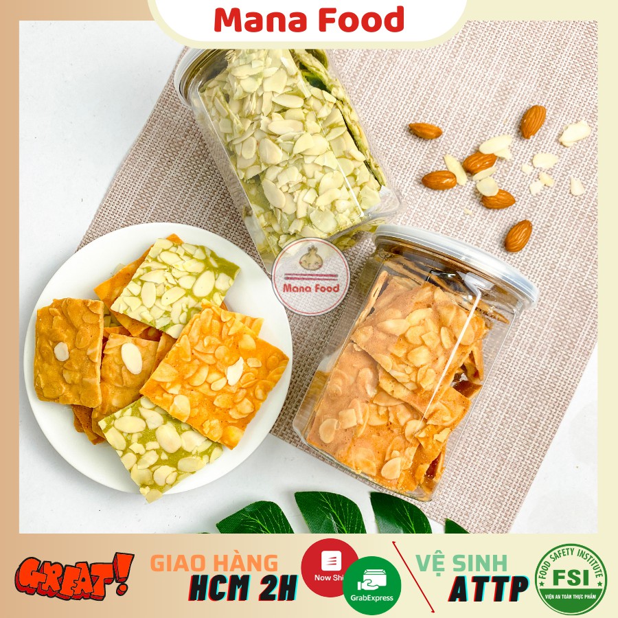 [HCM] 300G Bánh ngói hạnh nhân, snack healthy, ăn vặt lành mạnh, ăn vặt Mana Food, ăn vặt Sài Gòn