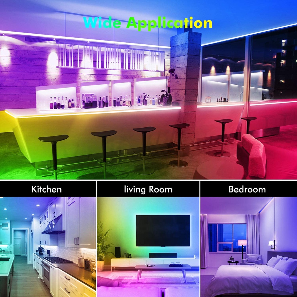 Dải đèn WELPUR bóng LED 1m 2m 3m 4m 5m SMD 5050 RGB có remote ứng dụng kết nối bluetooth
