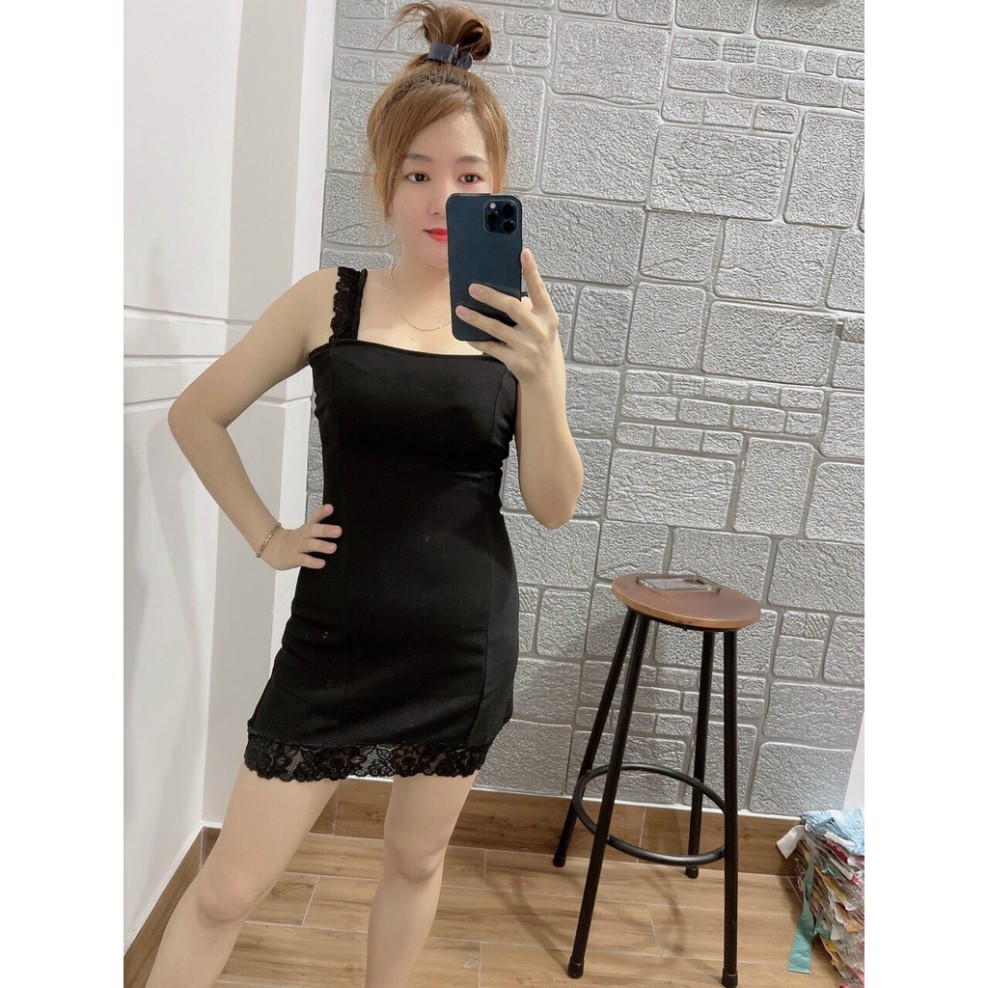 Đầm Body Hotgirl Màu Đen Vải Phối Ren Dày Đẹp Freesize [ảnh thật 100%] | BigBuy360 - bigbuy360.vn