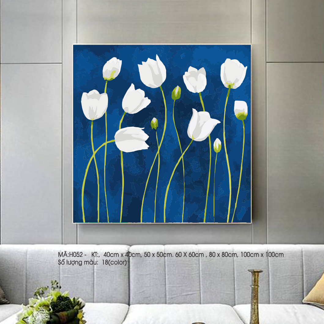 Tranh sơn dầu số hóa tự tô Hoa , Lọ hoa tinh tế H052 - Tặng kèm cọ , màu , khung , Paint by numbers DIY - ToastedART