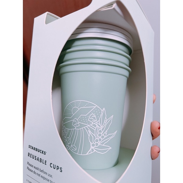 Set 3 ly tái sử dụng Starbucks Hàn Quốc Green story reusable cup
