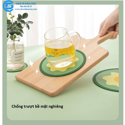 Lót nồi hình Trứng chống trơn trượt, cách nhiệt tốt cute,  Tấm lót bàn hoạt hình xinh xắn, lót nồi silicone chịu nhiệt