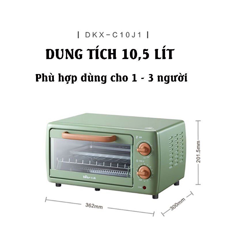 Lò Nướng Bánh Đa Năng 10,5L Bear DKX-C10J1, Công Suất 700W - BẢO HÀNH CHÍNH HÃNG 1 NĂM