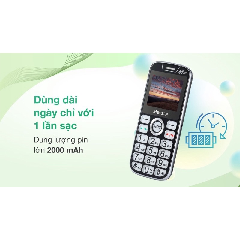 Điện thoại dành cho người già Masstel Fami 60 4G - Hàng chính hãng - Full hộp - Nguyên seal