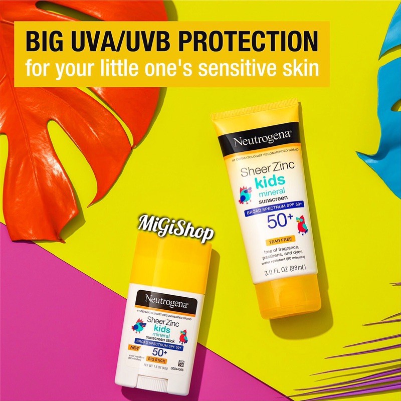 Sáp Chống Nắng Trẻ Em Dạng Lăn Neutrogena Sheer Zinc Kids Mineral Sunscreen Stick SPF50+ 42g