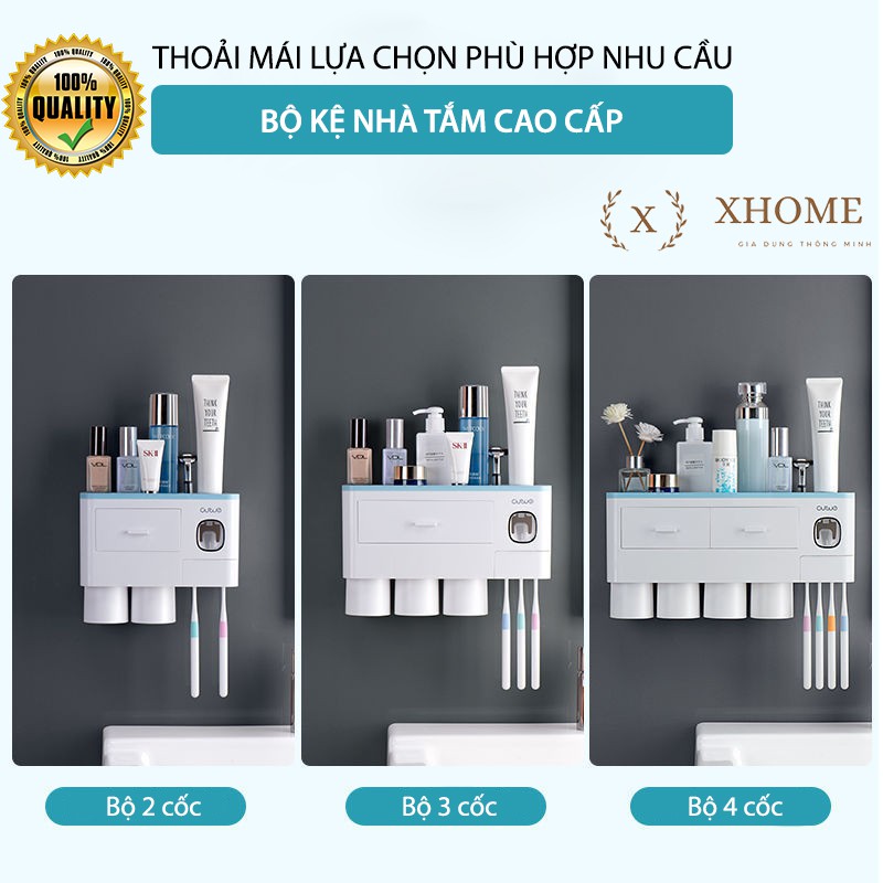 Kệ nhà tắm thông minh đa năng có nhả kem đánh răng tự động cao cấp Hàn Quốc