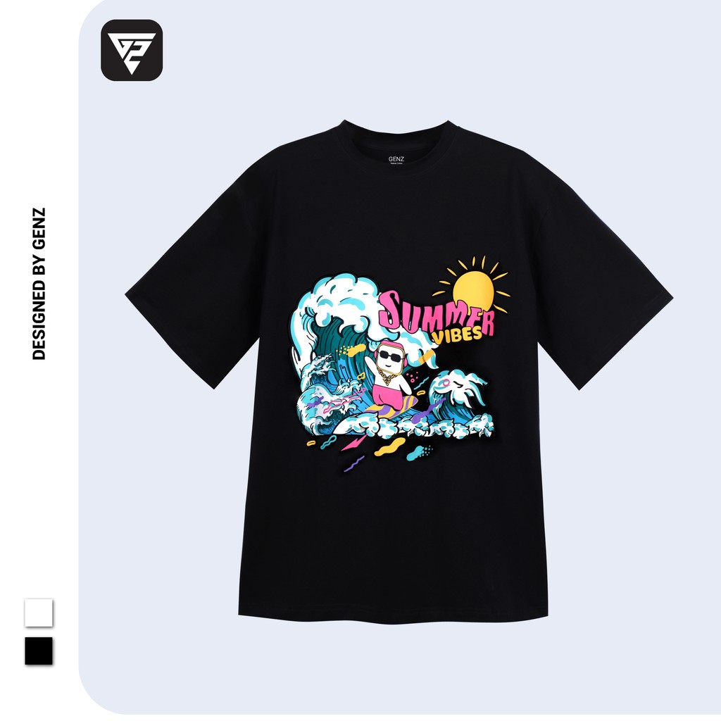 Áo thun tay lỡ GENZ phông Unisex nam nữ Cotton oversize form rộng Water-Skiing Tee | BigBuy360 - bigbuy360.vn