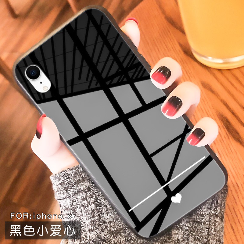 Ốp điện thoại mặt kính cường lực trên nền màu đen/trắng dành cho iphone 6 S 6S 6S 6S 6 6 6 7 8 PLUS XS MAX XR X - k169