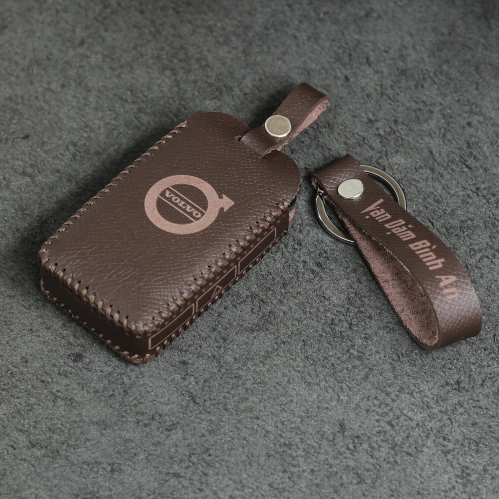 Bao da móc khoá bọc ốp chìa khóa xe ô tô Volvo S60 S90 XC40 XC60 XC90 V60 V90, da bò, nhiều màu, khâu thủ công Volvo1