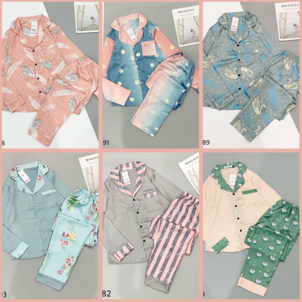 Bán Sỉ Lẻ Pijama Lụa Satin Dài Tay Chất Liệu Êm Mịn Không Xù Không Nhăn Thiết Kế Nhiều Mẫu Hot  ཾ ྇