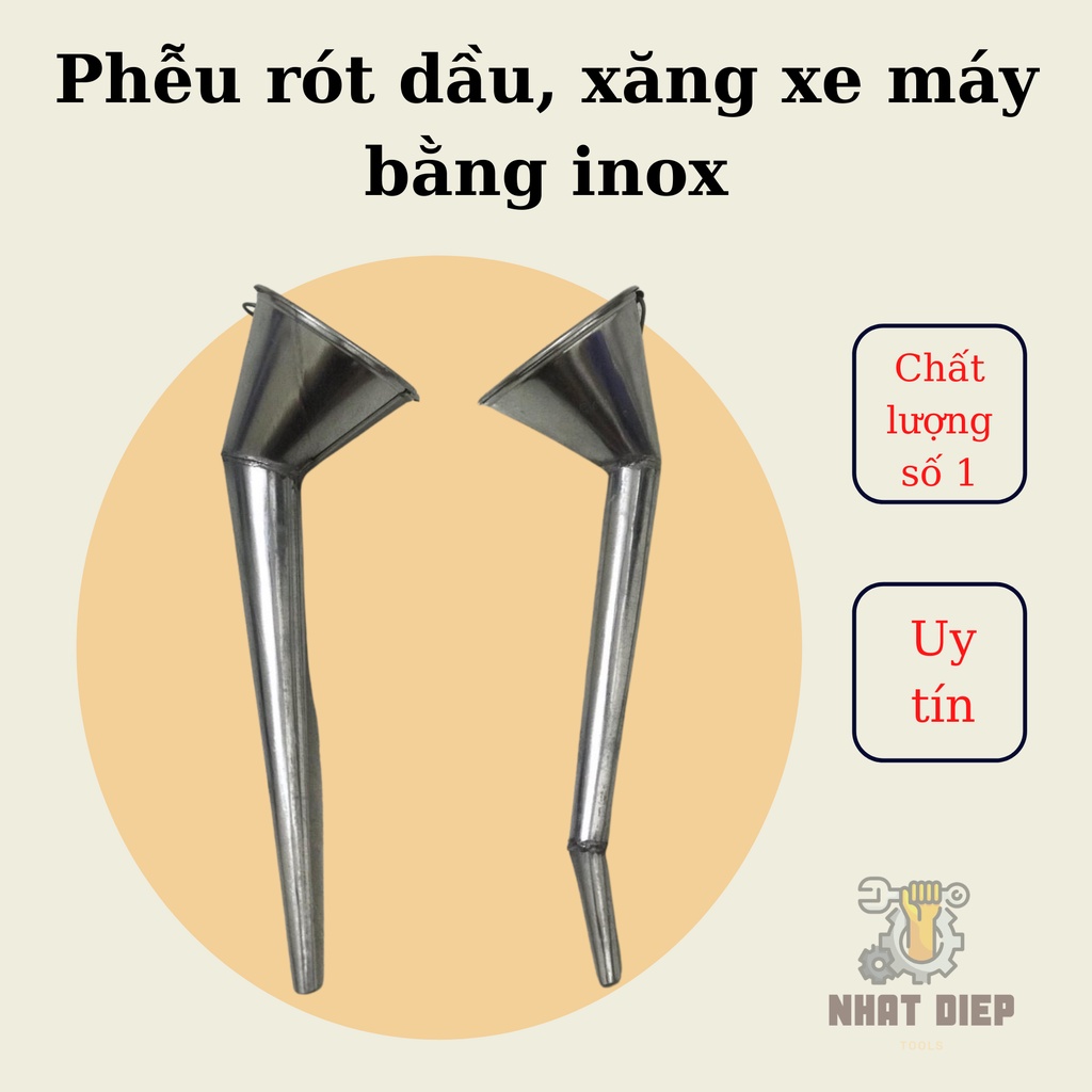 Phễu rót dầu, xăng xe máy bằng inox đẹp, xịn