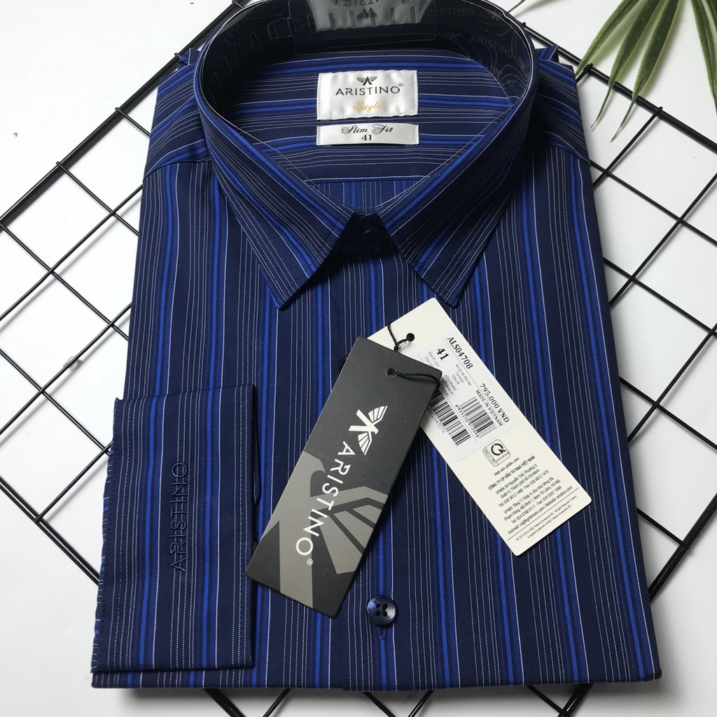 Áo sơ mi nam dài tay Aristino sợi sồi from slim tà lượn  ALS04708