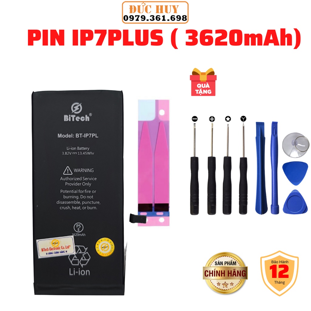 Pin IP7 Plus Dung Lượng Cao BiTech BT-IP7 PLUS  - Tặng bộ vít mở + Siu dán pin