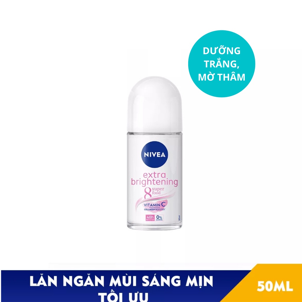 Lăn ngăn mùi Nivea 50ml khử mùi hôi dưới cánh tay, giúp da trắng mịn, ngăn vệt ố vàng và thu nhỏ lỗ chân lông