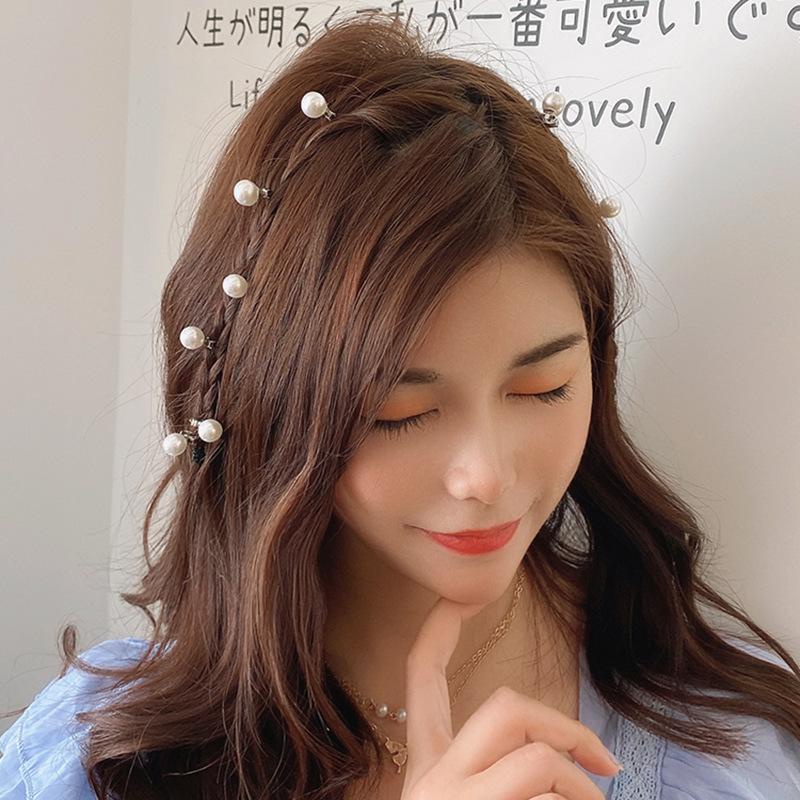 Kẹp trang trí hạt tròn màu trắng xinh xắn, hottrend  TOC86