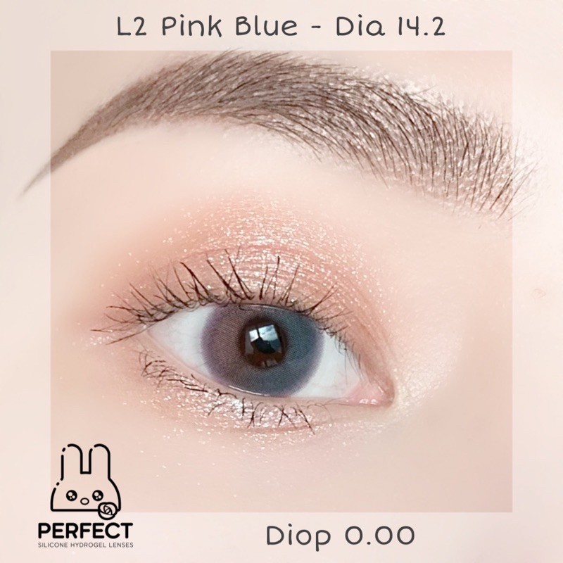 Lens Mắt , Kính Áp Tròng L2 PINK BLUE Không Độ , DIA 14.2 , Cho Mắt Nhạy Cảm Giá Sale