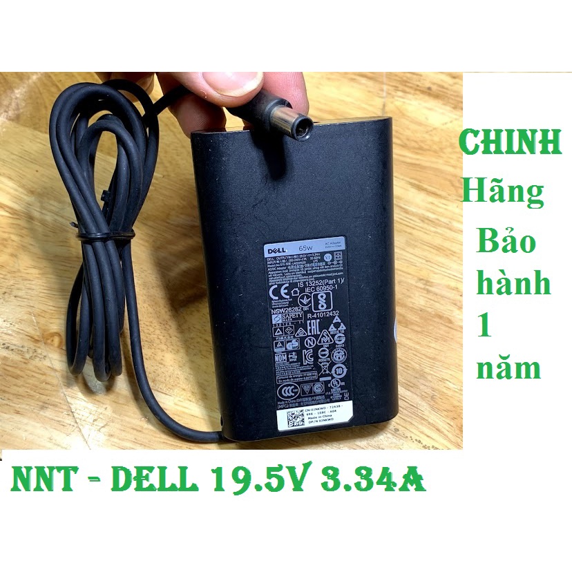 Sạc laptop dell 19,5v 3.34a 65w chính hãng hình Oval