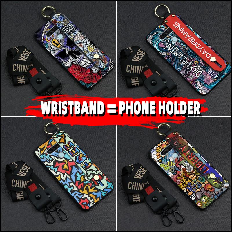 Ốp Điện Thoại Tpu Chống Bụi Họa Tiết Graffiti Gắn Dây Đeo Và Giá Đỡ Cho Lg Q51