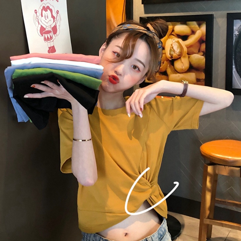 NRVP Áo Thun Tay Ngắn Dáng Ôm Phong Cách Hàn Quốc Thời Trang Mùa Hè Cho Nữ