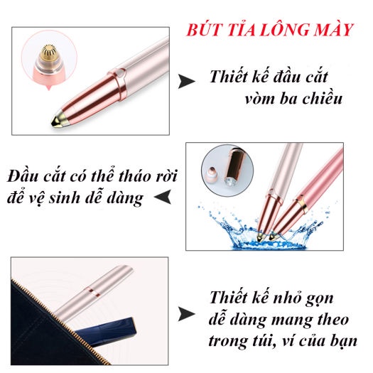 Máy tỉa lông mày nhỏ gọn cho các chị em phụ nữ dùng pin, sạc không đau rát da mặt