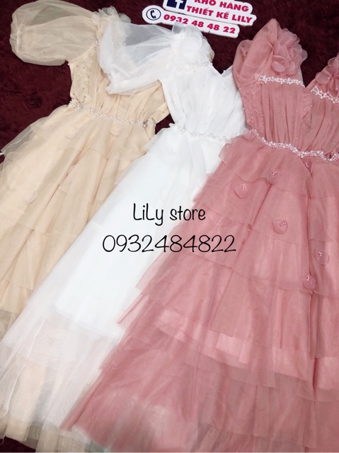 Đầm tầng đính hoa 3D ( ẢNH VÀ VIDEO THẬT 1000)