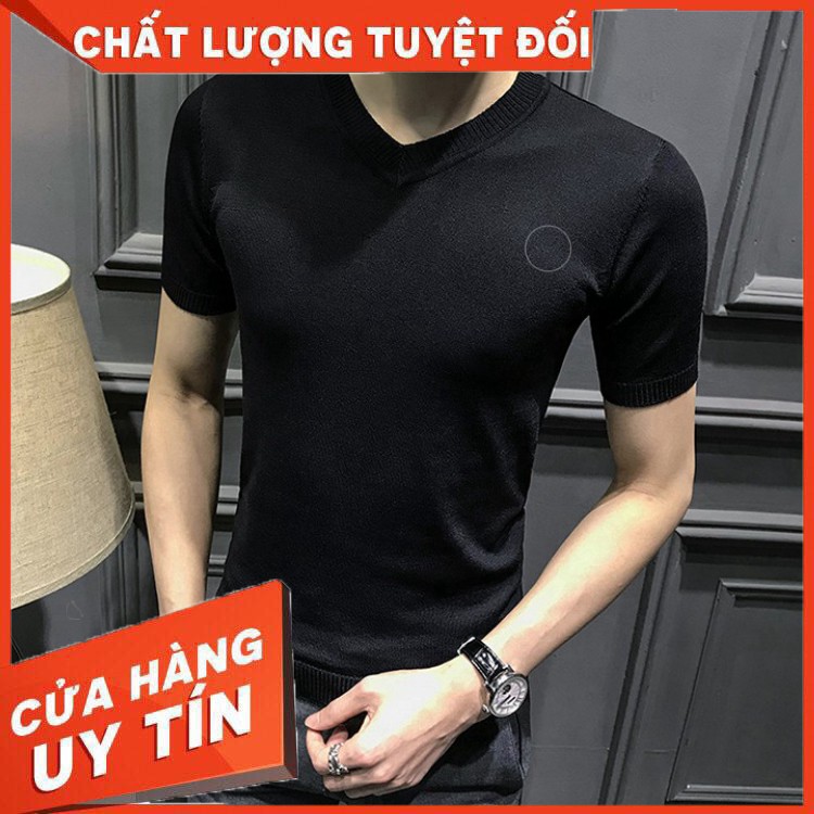 Áo Thun – Phông, Tay Ngắn, Cổ Tim, Unisex, Trơn, Body, Thể Thao, Big Size, Form Rộng, Đen, Kingchuyensi, V02 - Nam