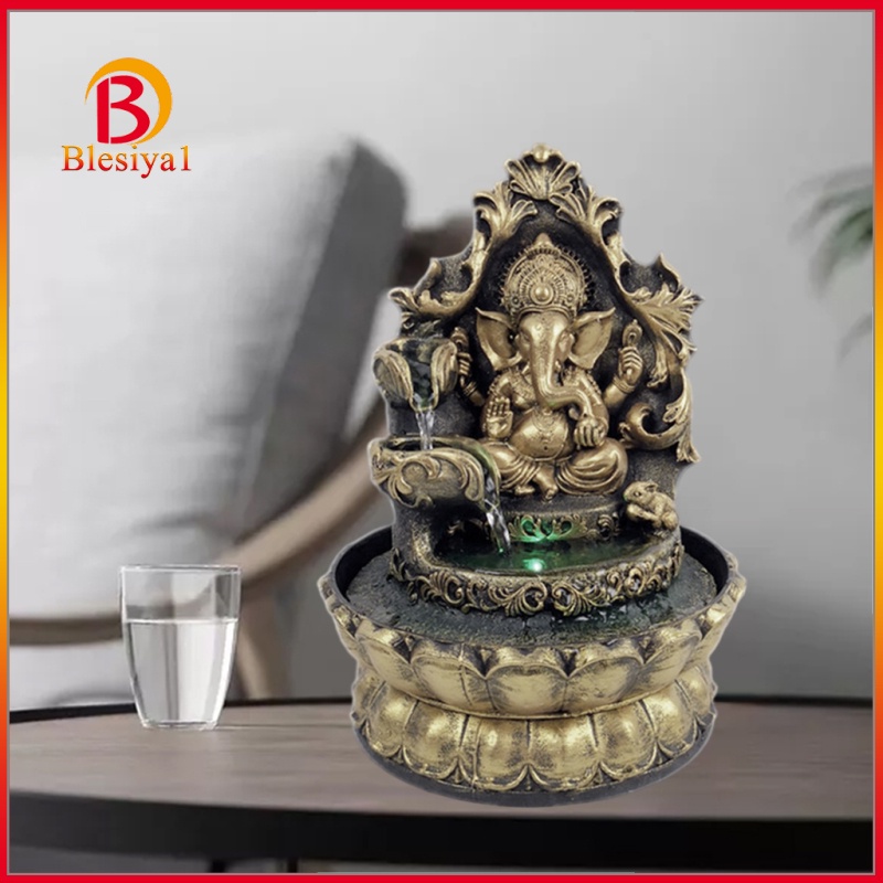 [BLESIYA1] Hindu Ganesha Statue Water Fountain Led Waterscape Living Room Decor Arts