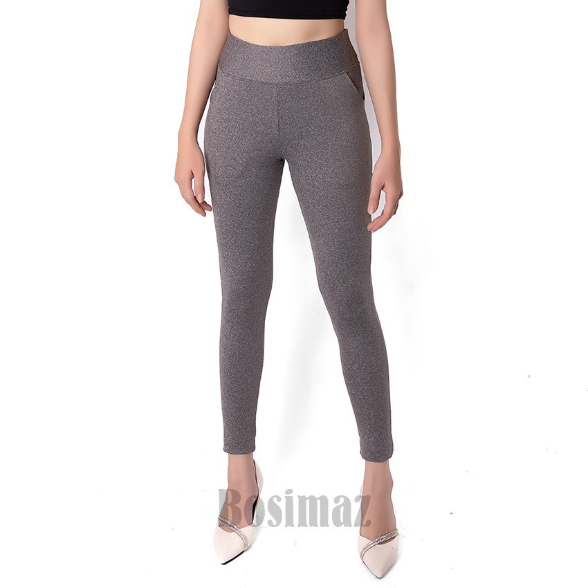 Quần Legging Nữ Bosimaz MS112 dài túi trước màu tiêu xám cao cấp, thun co giãn 4 chiều, vải đẹp dày, thoáng mát.