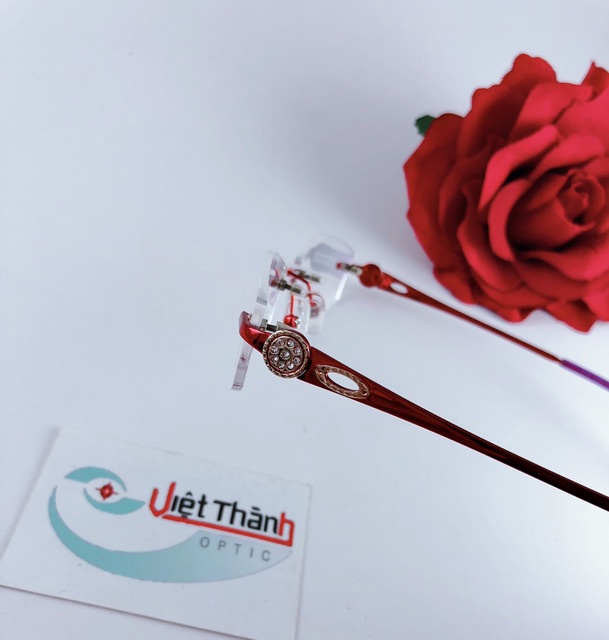 Kính khoan nữ đính đá kính không viền màu mận