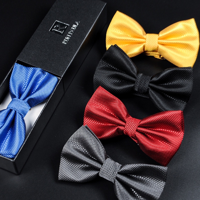 Cà Vạt Nơ Sọc Ca Rô Đen / Đỏ Phong Cách Anh Quốc Thời Trang Lịch Lãm Cho Chú Rể