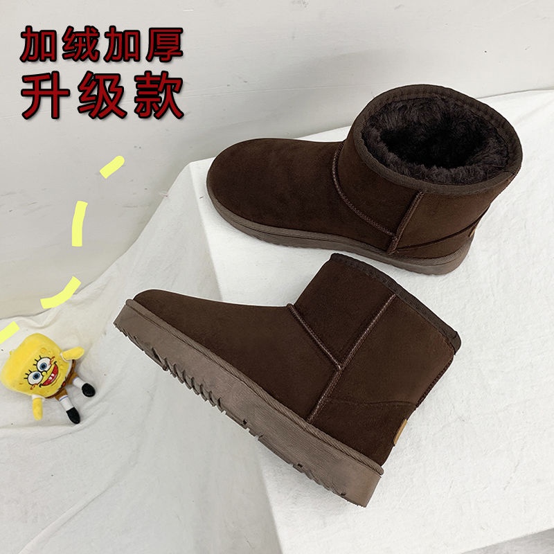 Giày bốt đi tuyết ống ngắn lót nhung cotton chống trượt thời trang mùa đông cho cặp đôi 2021 size lớn 41-44