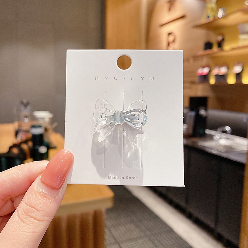 Kẹp tóc hình nơ bằng nhựa trong suốt thời trang cho nữ