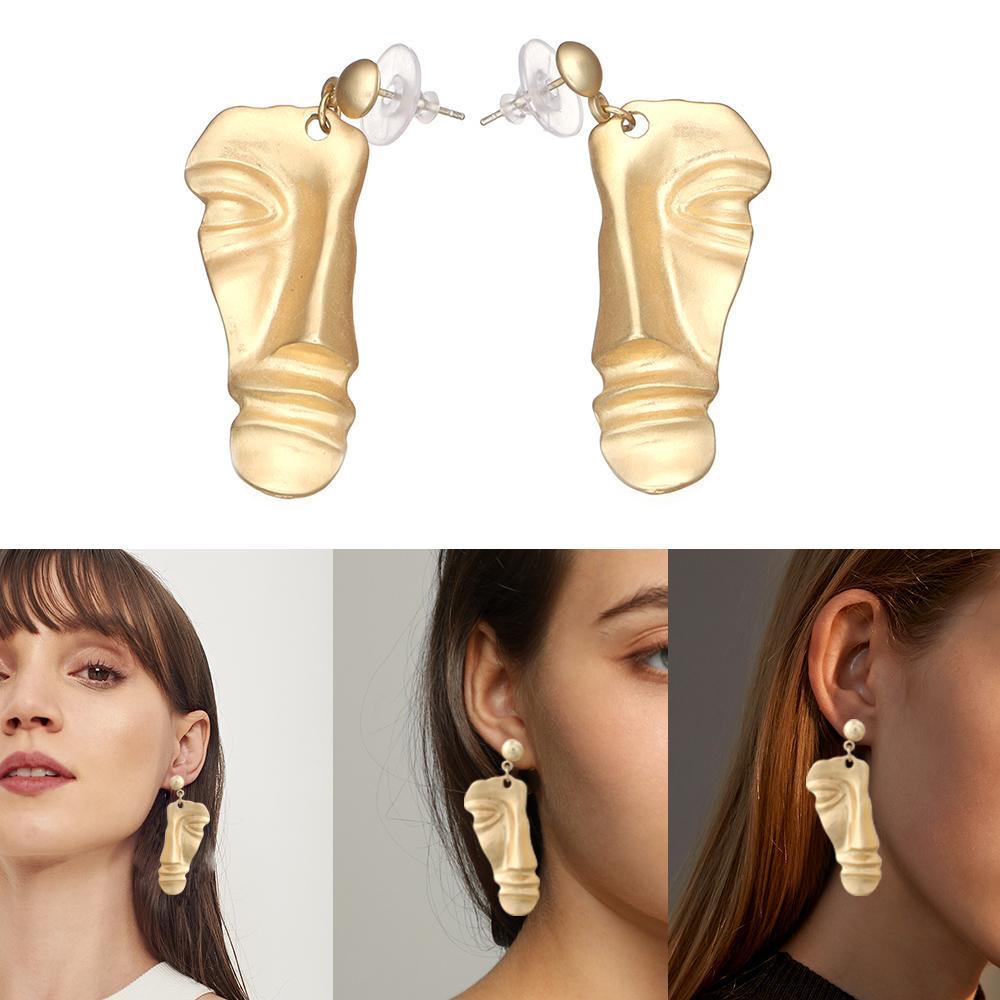 1 Đôi Bông Tai Hình Mặt Người Bằng Hợp Kim Dành Cho Nữ