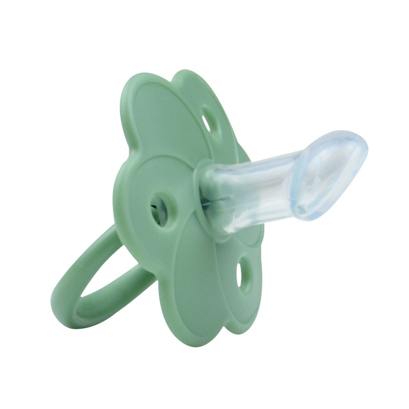 Núm Vú Giả Silicone 3 Lỗ Có Tay Cầm Có Thể Gấp Gọn Cho Bé Sơ Sinh 0-6 Tháng Tuổi