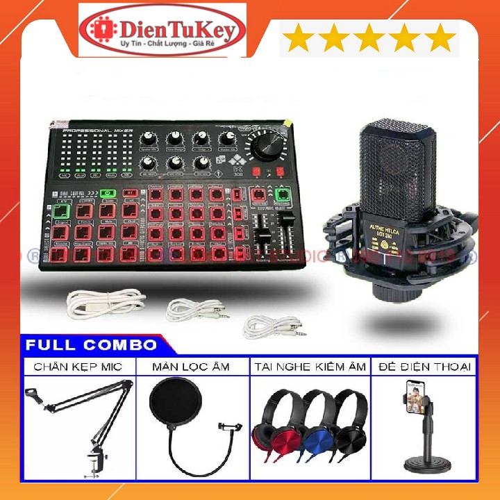 Combo Sound Card K300 Autotune Và Micro Thu Âm LGT-240 chuyên thu âm, livestream, karaoke online