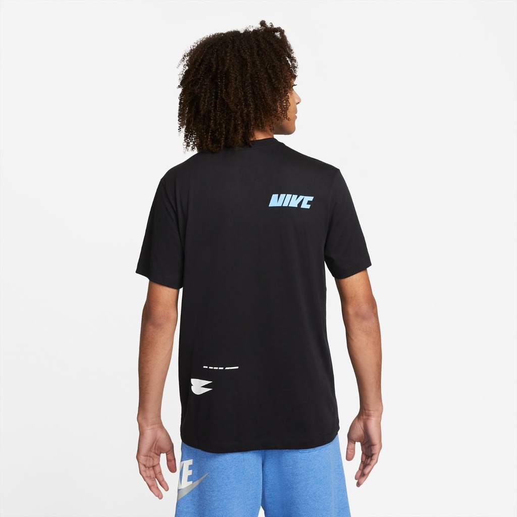 NIKE CHÍNH HÃNG - Áo thun thể thao nam nữ Nike NSW Sport Essentials + T-Shirt Authentic - Black x Blue