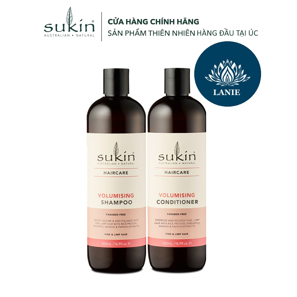 [Mã 153FMCGSALE1 giảm 10% đơn 250K] Combo Gội Xả Làm Dày Tóc Sukin Dầu Gội 500ml &amp; Dầu Xả Conditioner 500ml