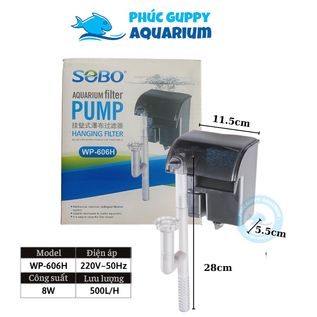 Máy Lọc Thác Hồ Cá SOBO WP-606H (8W-500L/H)