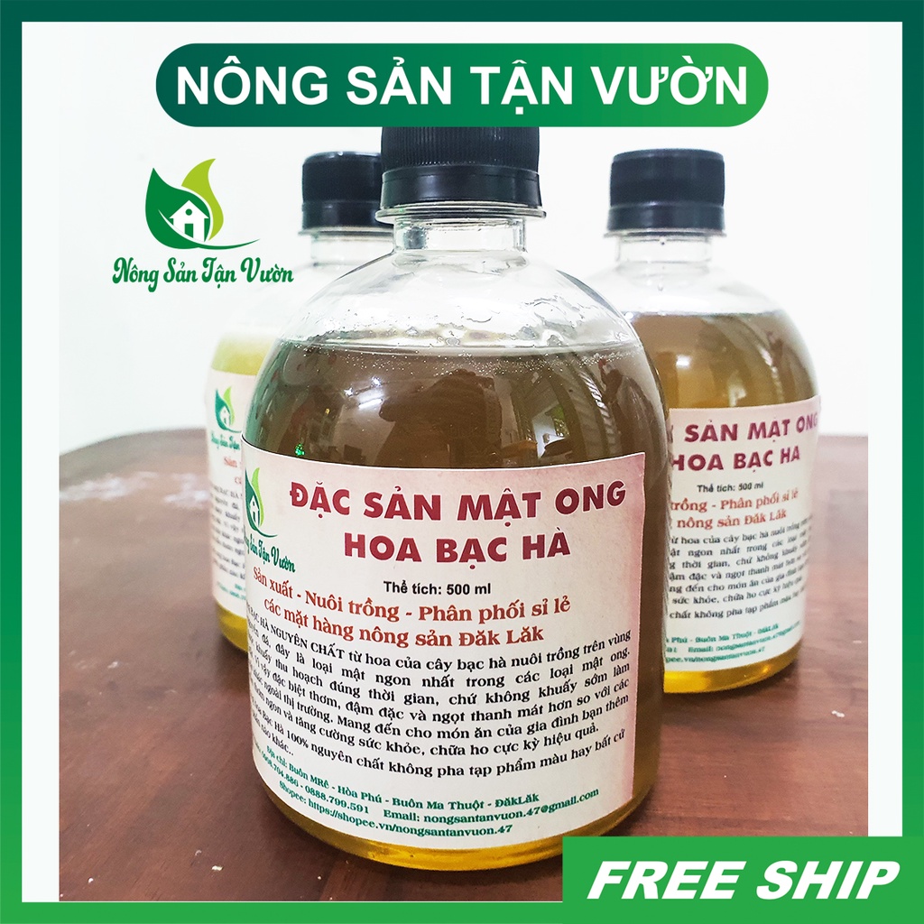 Đặc sản Mật Ong Bạc Hà cao nguyên đá - Nguyên chất 100% - Ko pha tạp, ko phẩm chất - chai 500ml