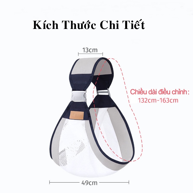Địu Em Bé, Địu Vải Cho Bé Sơ Sinh Từ 0-36 Tháng Nhỏ Gọn, Thoáng Khí, Nhiều Tư Thế DD307