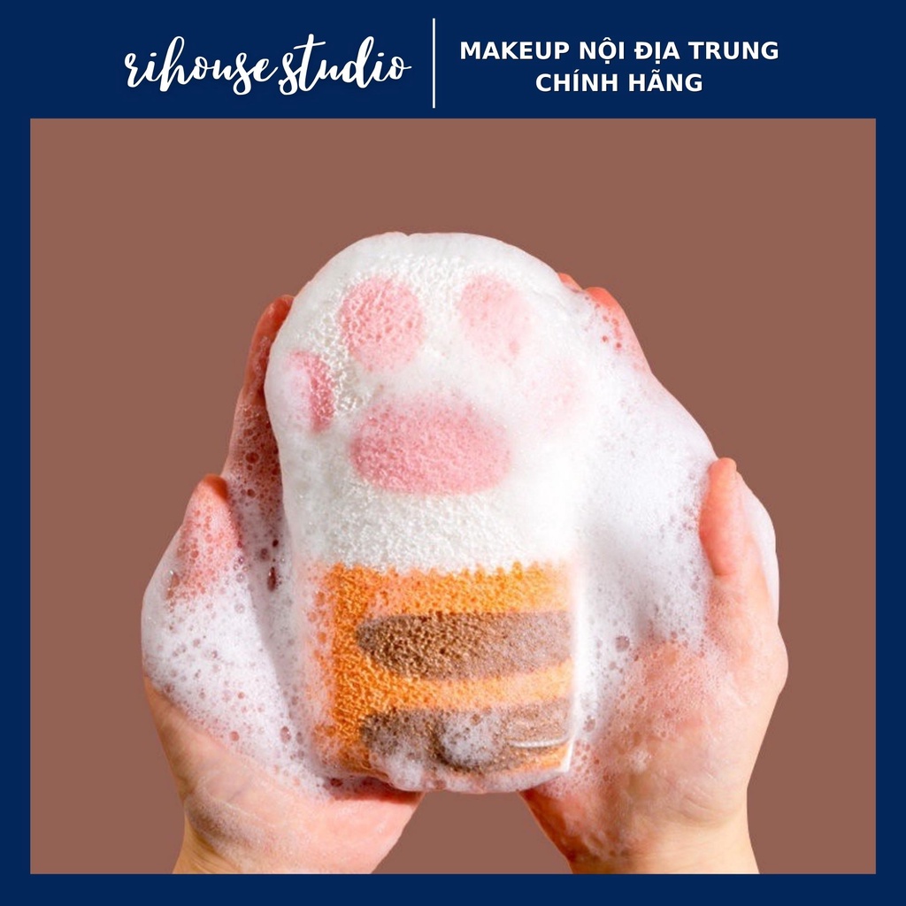 Bông Tắm Cotton Tẩy Tế Bào Chết Chăm Sóc Da Hình Chân Mèo