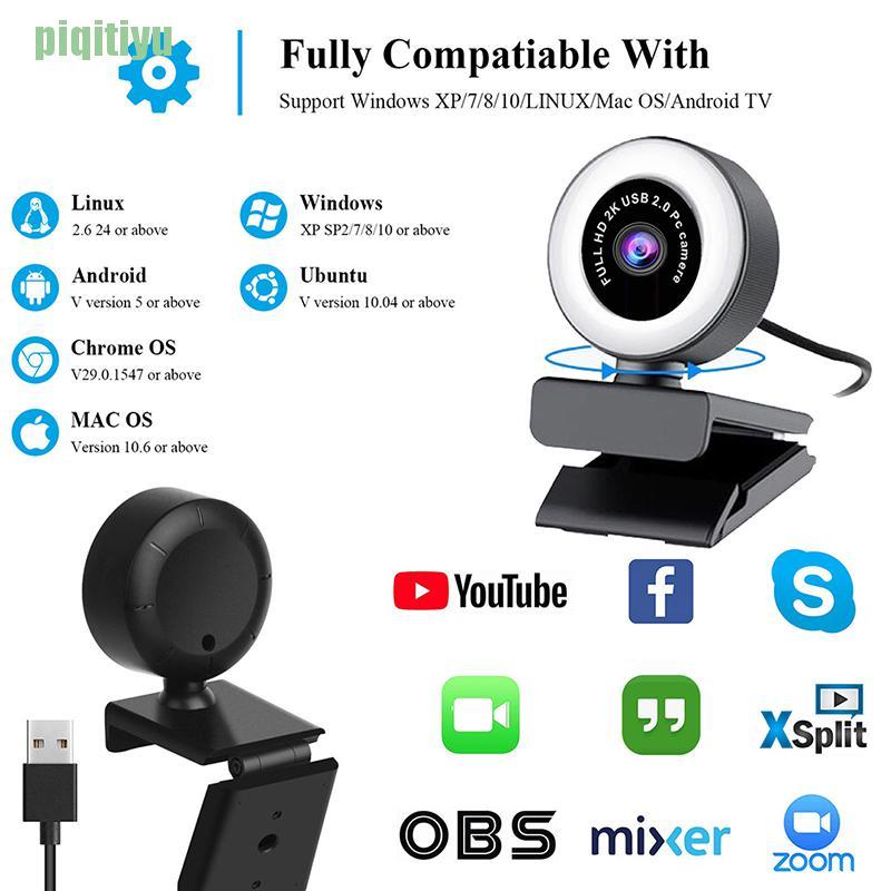 Webcam Full Hd 1080p Có Đèn Làm Đẹp 2k