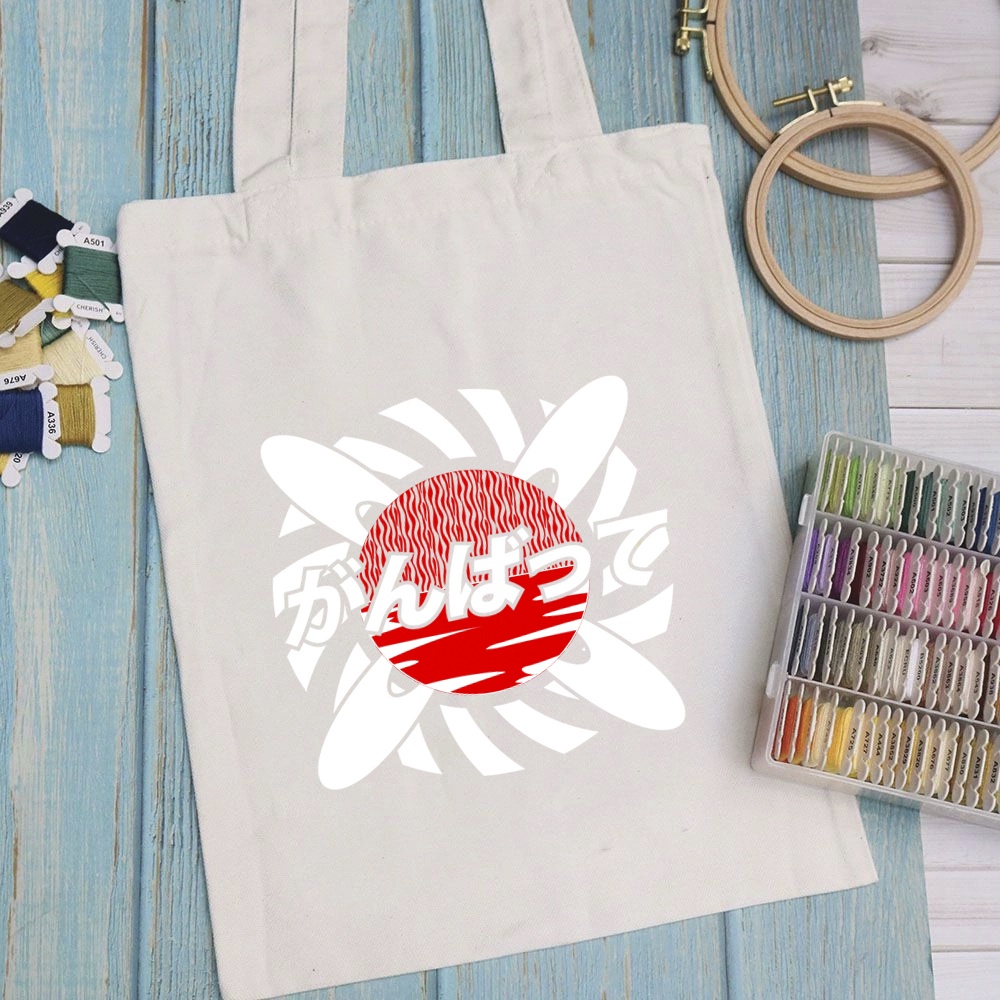 Túi vải túi Tote JAPAN - Mẫu 7 vải canvas dày đẹp cho nữ có khóa miệng đi học đi chơi. In hình theo yêu cầu