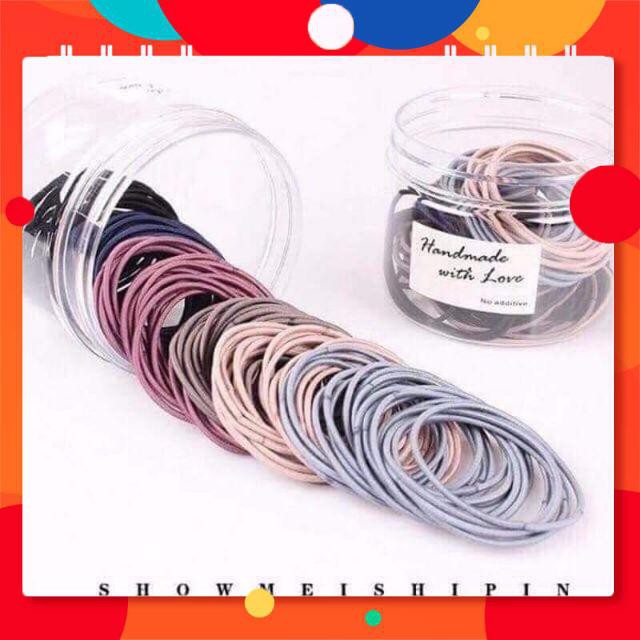 Hộp 100 chiếc chun buộc tóc.